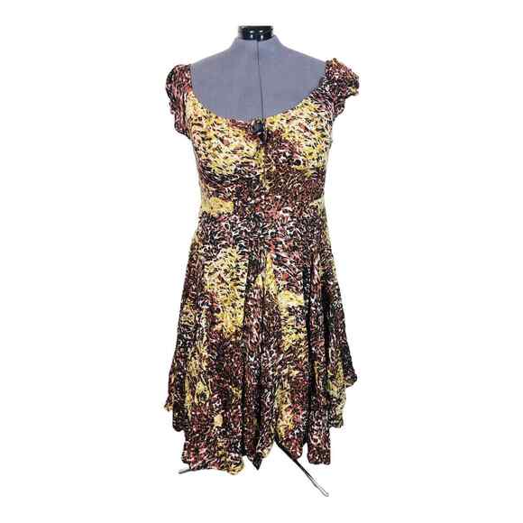 Grace Dresses Womens Animal Print Flared Mini Dress A Line Cap Sleeves Large - Picture 1 of 8